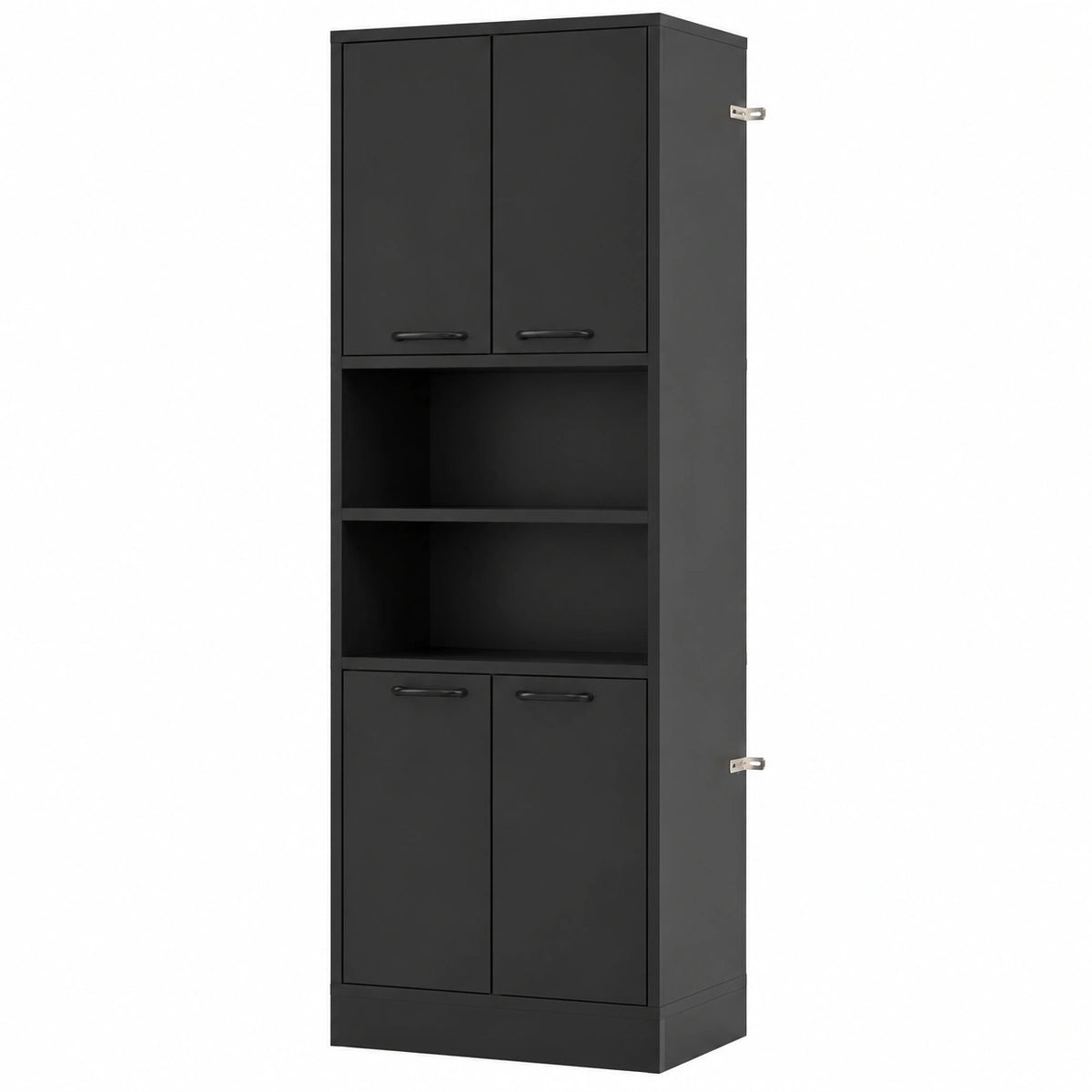 Armoire, avec étagères, avec portes, coloris noir, 30 x 56 x 190 cm, pour la chambre