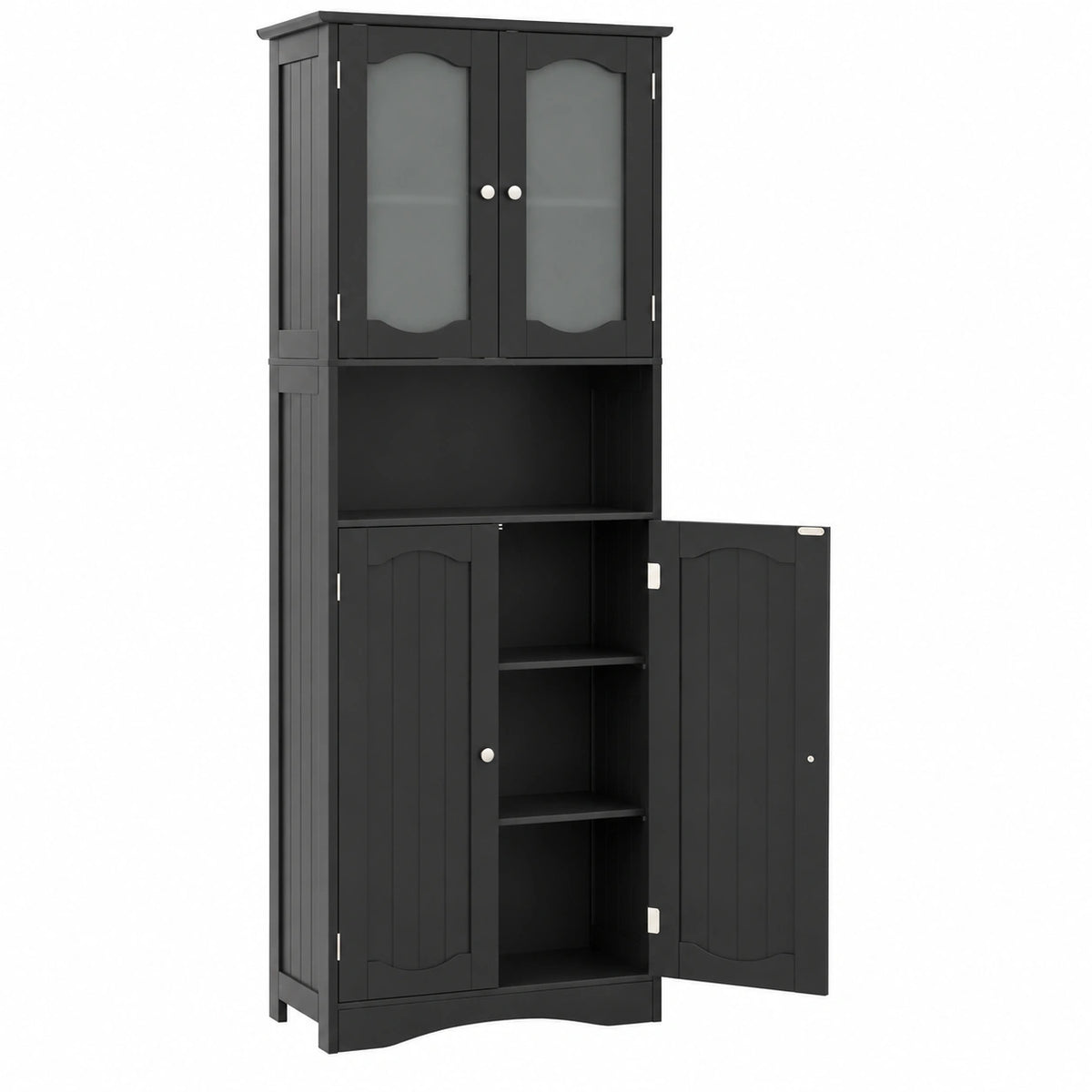 Armoire, avec rangement, avec portes, en verre, coloris noir, 30 x 60 x 164 cm, pour la chambre