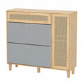 Armoire, en résine tressée, coloris gris et naturel, 107 x 24 x 105 cm, pour la chambre