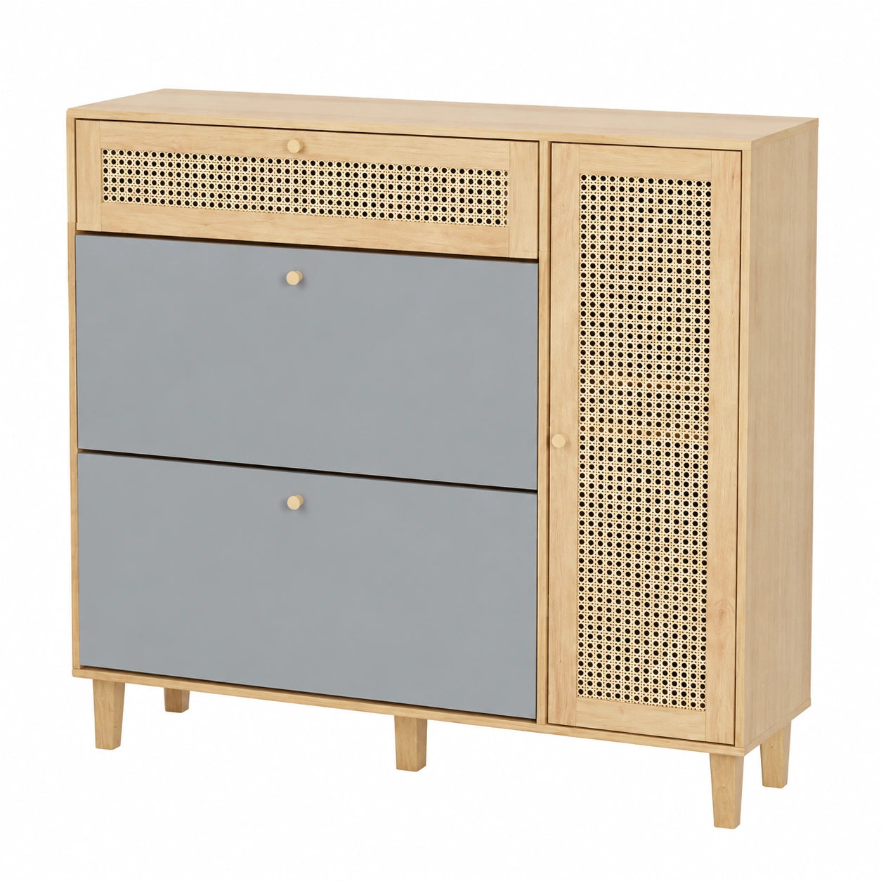 Armoire, en résine tressée, coloris gris et naturel, 107 x 24 x 105 cm, pour la chambre