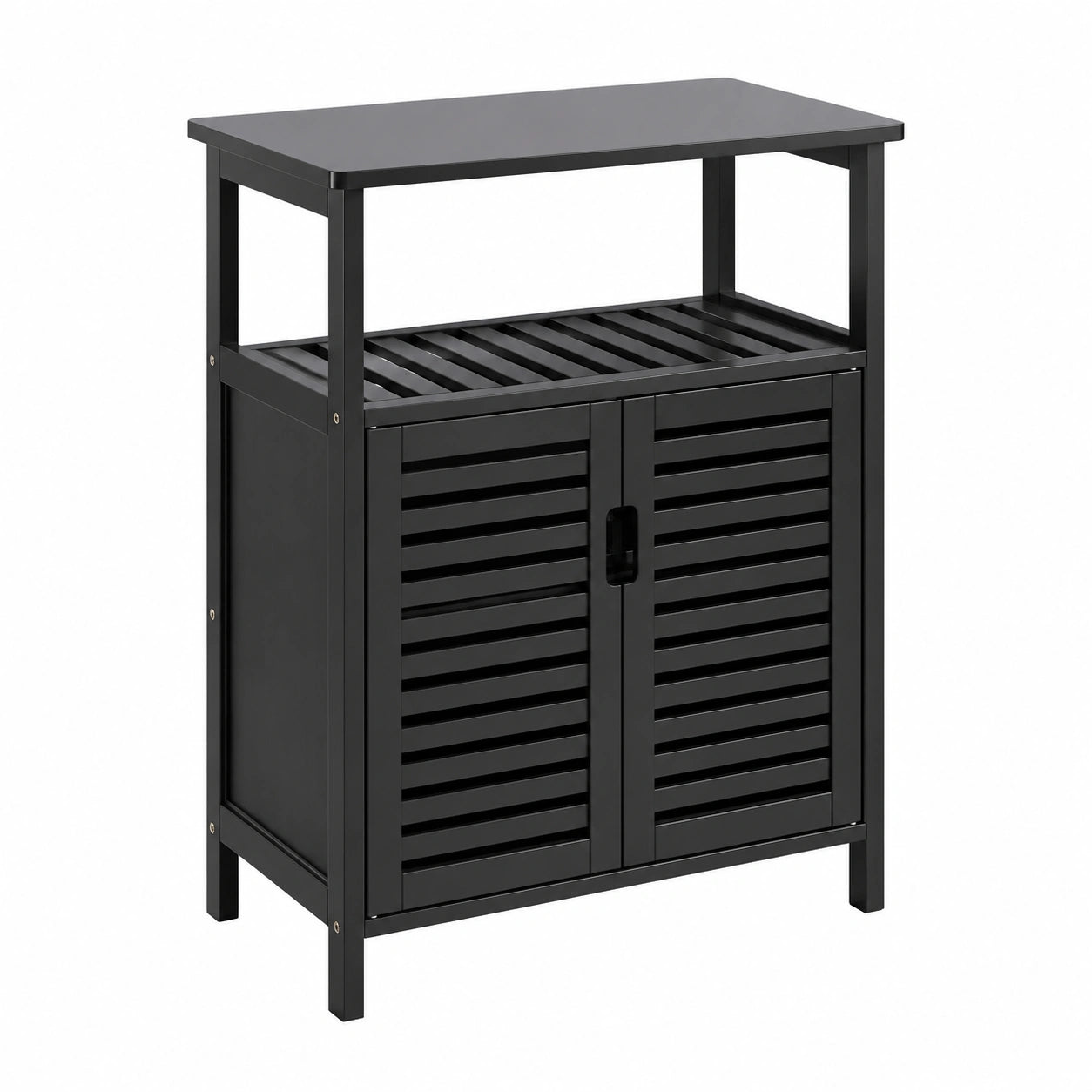 Armoire, avec rangement, avec portes, en bambou, coloris noir, pour la chambre