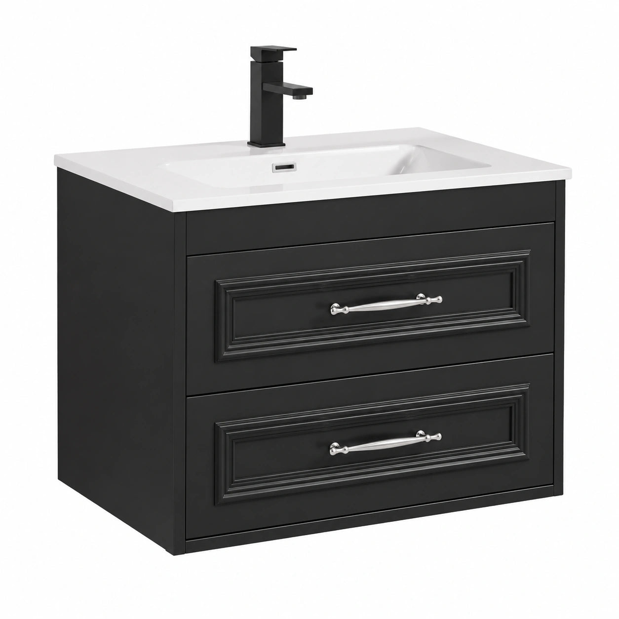 Ensemble de meubles de salle de bain, avec tiroirs, coloris noir et blanc, pour la salle de bain