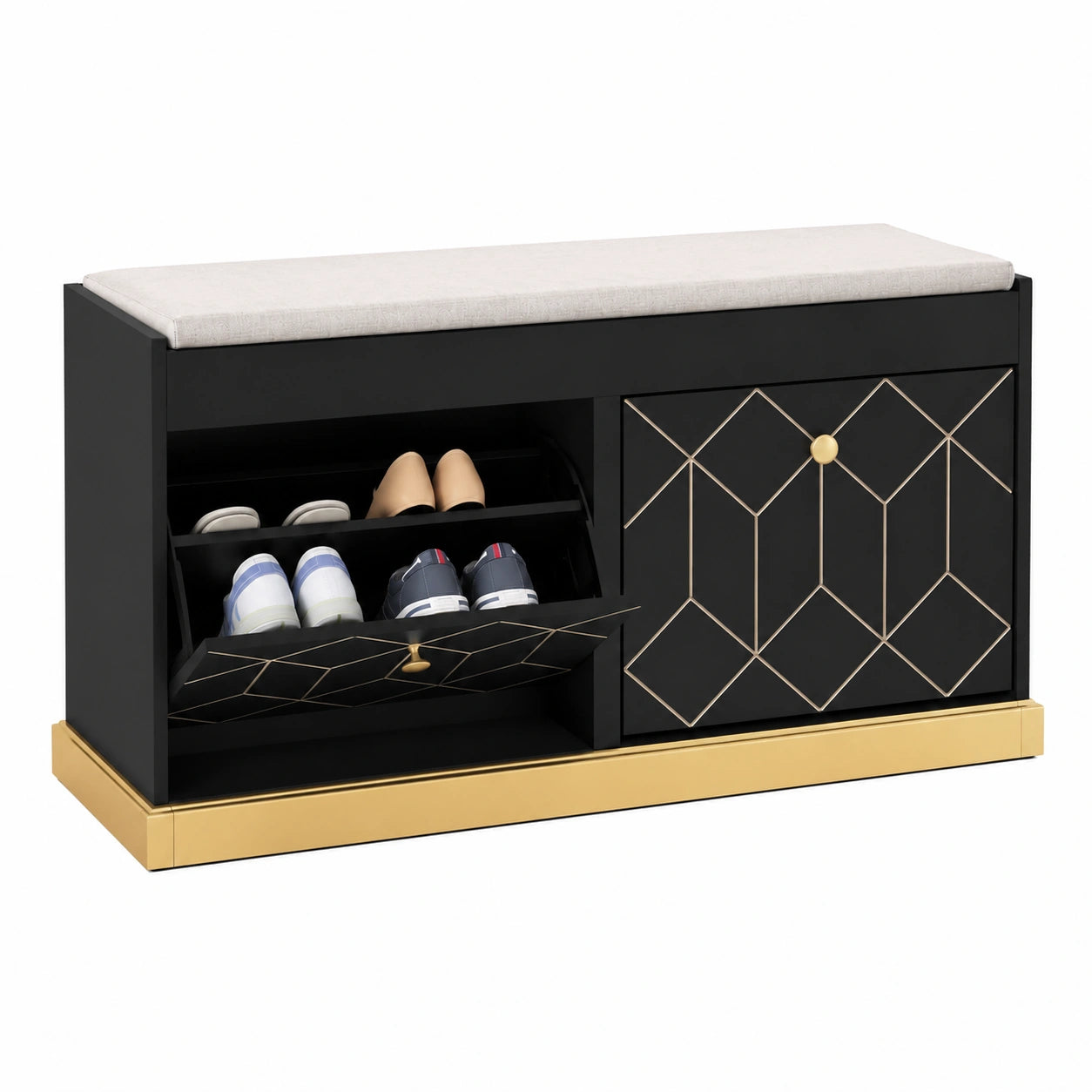 Armoire, pliable, avec rangement, avec tiroirs, coloris noir, pour la chambre