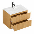 Ensemble de meubles de salle de bain, en panneaux de bois, avec tiroirs, coloris naturel, pour la salle de bain