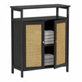 Armoire, avec rangement, avec portes, en résine tressée, coloris noir, pour la chambre