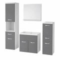 Armoire, avec tiroirs, coloris blanc et gris, pour la chambre