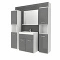 Ensemble de meubles de salle de bain, coloris blanc et gris, pour la salle de bain