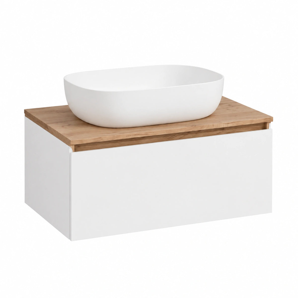 Ensemble de meubles de salle de bain, en chêne, coloris blanc et doré, pour la salle de bain