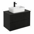 Ensemble de meubles de salle de bain, avec rangement, avec tiroirs, coloris noir, 80 x 45 x 50 cm, pour la salle de bain
