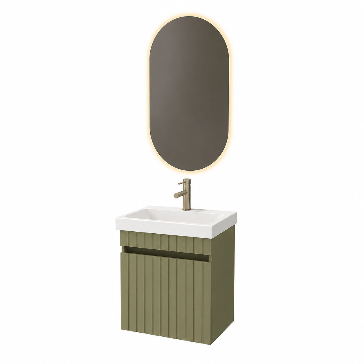 Ensemble de meubles de salle de bain, avec tiroirs, 50 x 60 x 35 cm, coloris vert, pour la salle de bain