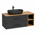 Ensemble de meubles de salle de bain, en chêne, coloris noir et anthracite, pour la salle de bain